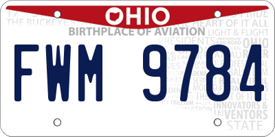 OH license plate FWM9784