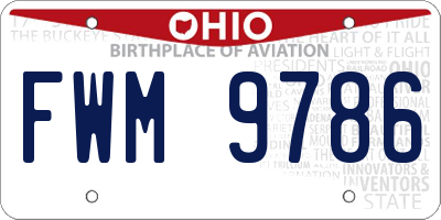 OH license plate FWM9786