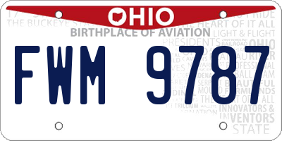 OH license plate FWM9787
