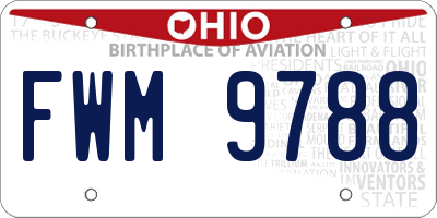 OH license plate FWM9788
