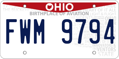 OH license plate FWM9794