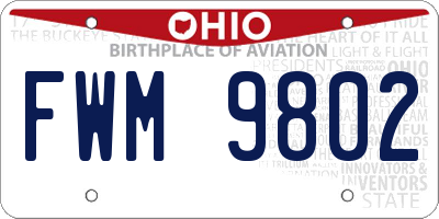 OH license plate FWM9802