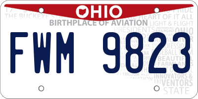 OH license plate FWM9823