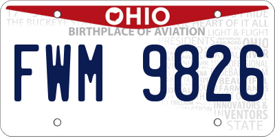 OH license plate FWM9826