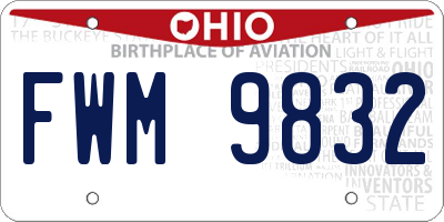 OH license plate FWM9832
