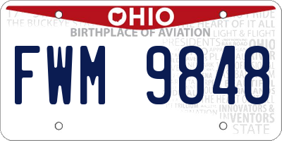 OH license plate FWM9848