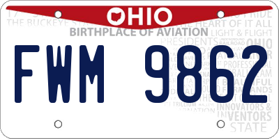 OH license plate FWM9862