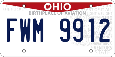 OH license plate FWM9912