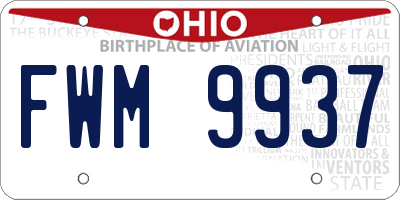 OH license plate FWM9937