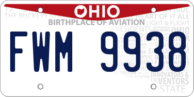 OH license plate FWM9938