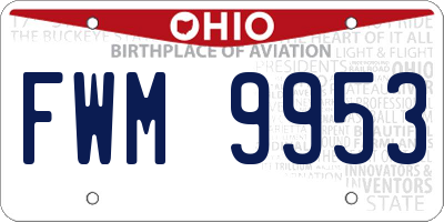 OH license plate FWM9953
