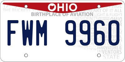 OH license plate FWM9960