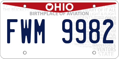 OH license plate FWM9982