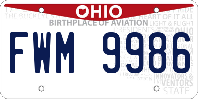 OH license plate FWM9986