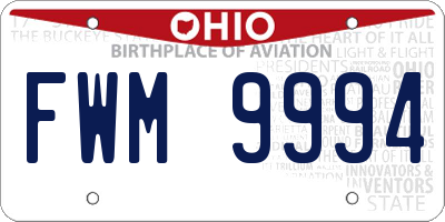 OH license plate FWM9994
