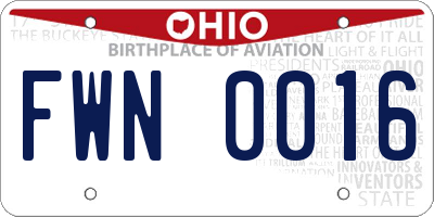 OH license plate FWN0016