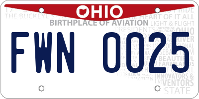 OH license plate FWN0025