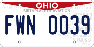 OH license plate FWN0039