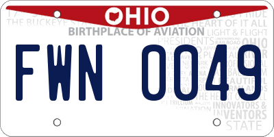 OH license plate FWN0049