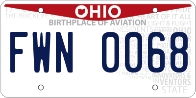 OH license plate FWN0068
