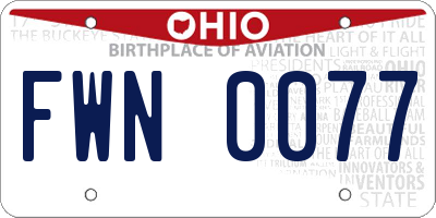 OH license plate FWN0077