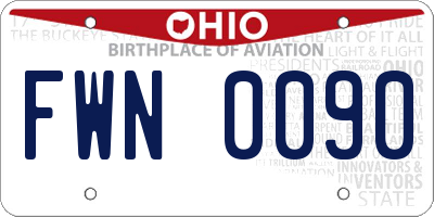 OH license plate FWN0090
