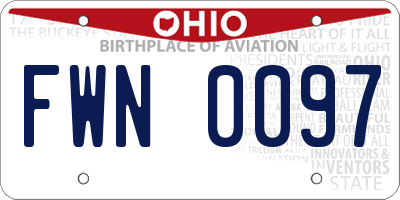 OH license plate FWN0097