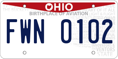 OH license plate FWN0102