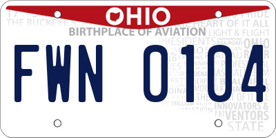 OH license plate FWN0104
