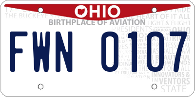 OH license plate FWN0107