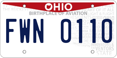 OH license plate FWN0110