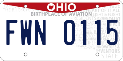 OH license plate FWN0115