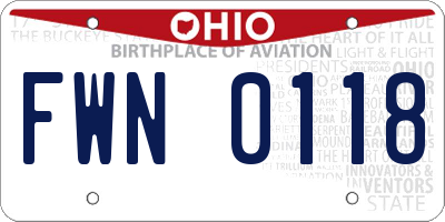 OH license plate FWN0118
