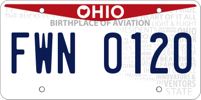 OH license plate FWN0120