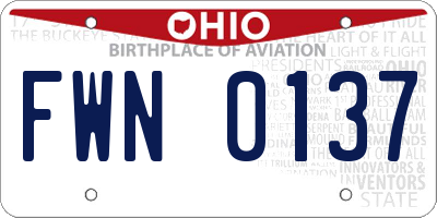 OH license plate FWN0137