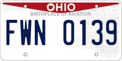 OH license plate FWN0139