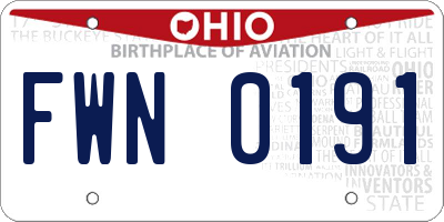 OH license plate FWN0191