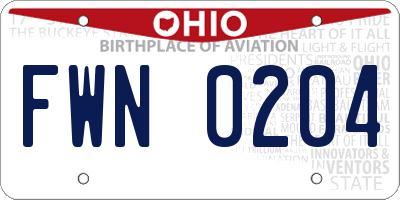 OH license plate FWN0204