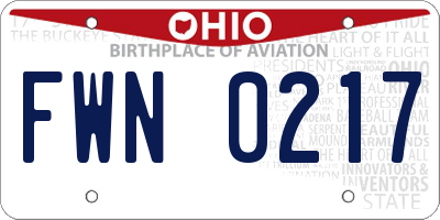 OH license plate FWN0217