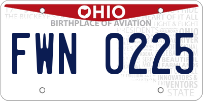 OH license plate FWN0225