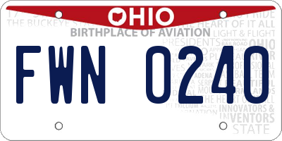 OH license plate FWN0240