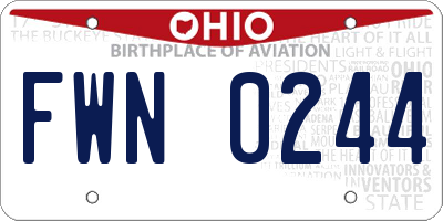 OH license plate FWN0244