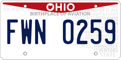 OH license plate FWN0259