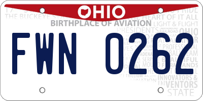 OH license plate FWN0262