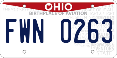 OH license plate FWN0263