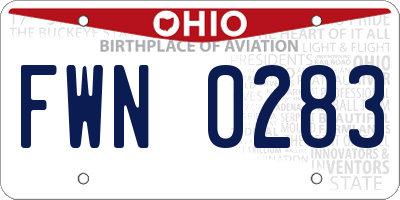 OH license plate FWN0283
