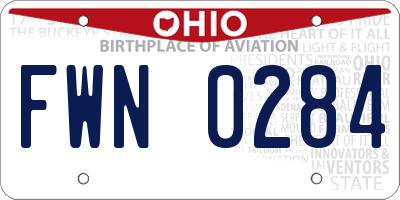 OH license plate FWN0284