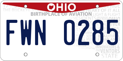 OH license plate FWN0285