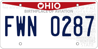 OH license plate FWN0287