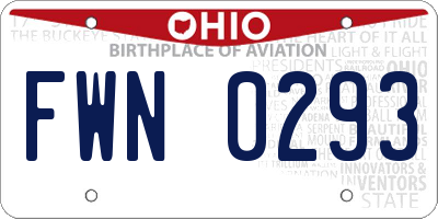 OH license plate FWN0293